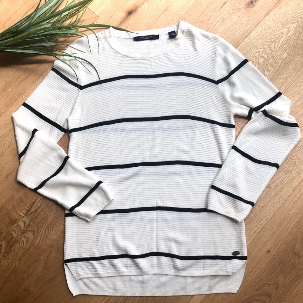 SCOTCH & SODA WHITE WITH BLACK STRIPES KNITWEAR M